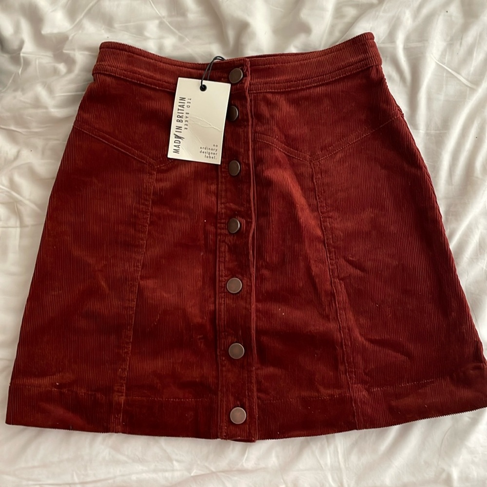 Ted baker button up burgundy skirt